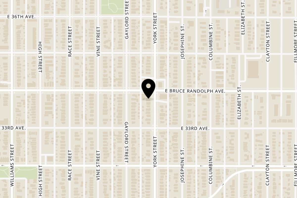 Map showing the location of Nola Voodoo Tavern on 2222 Bruce Randolph Ave in Denver